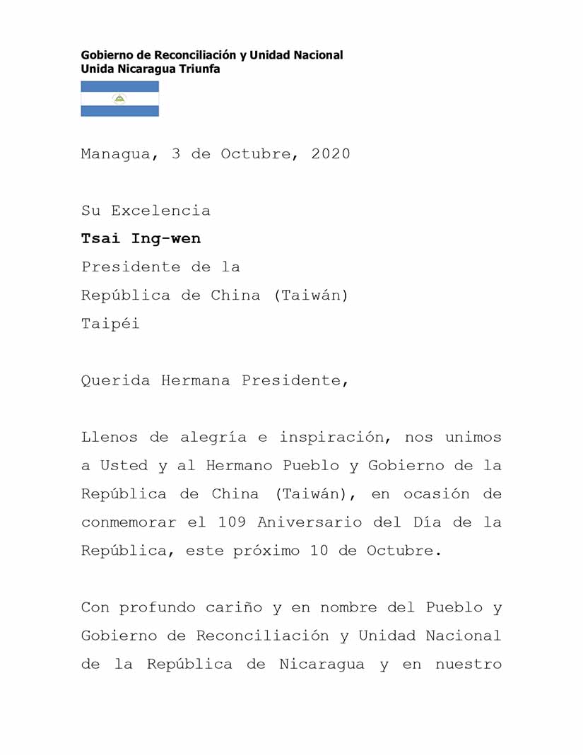 mensaje-taiwan-nicaragua